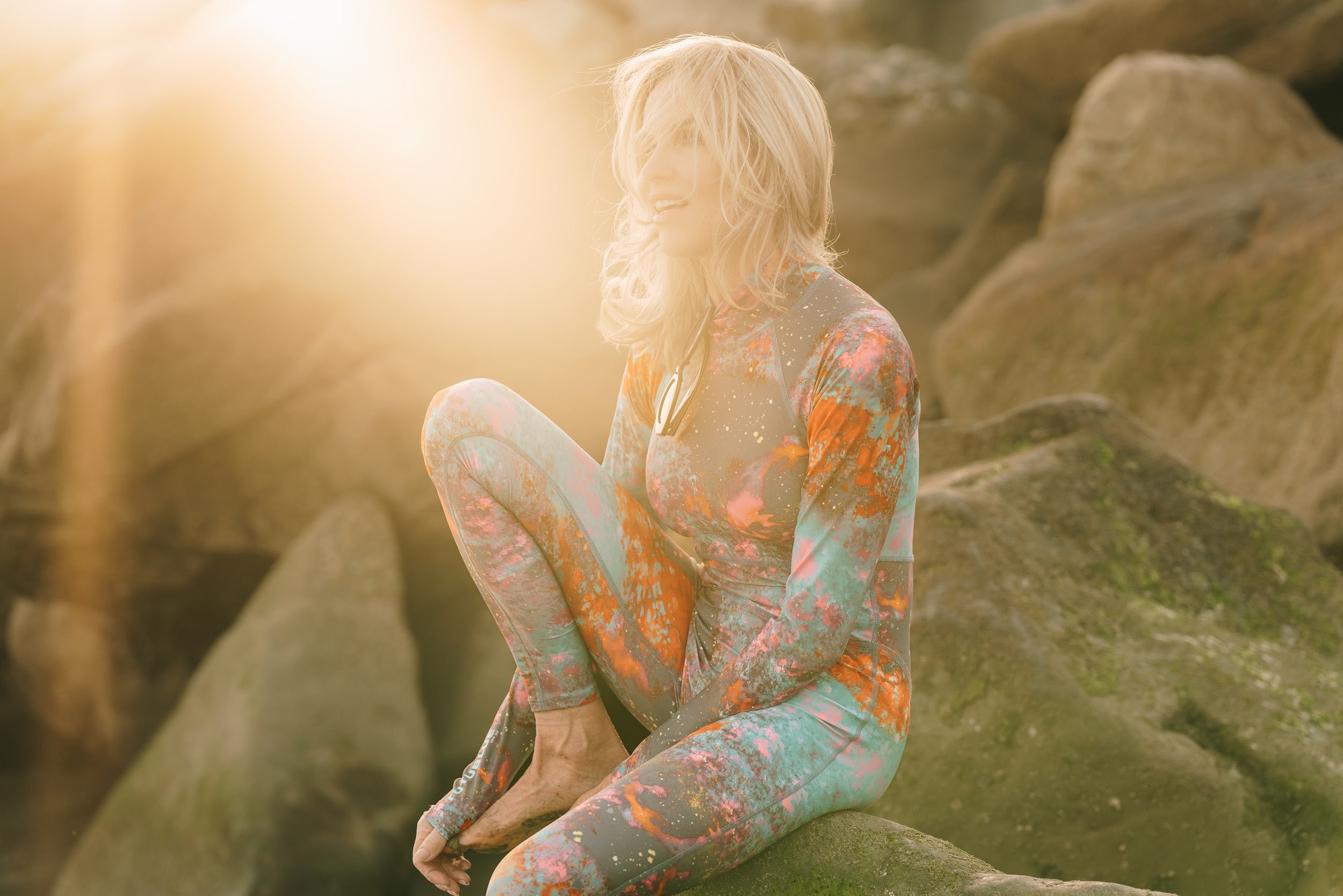 Women's "JOY" UPF 50+ Sun-protective full body swimsuit - Koi Pond